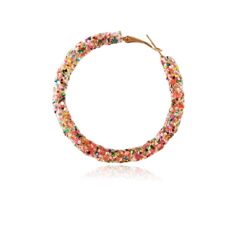 Wholesale Colorful Sparkling Circle Metal Earrings